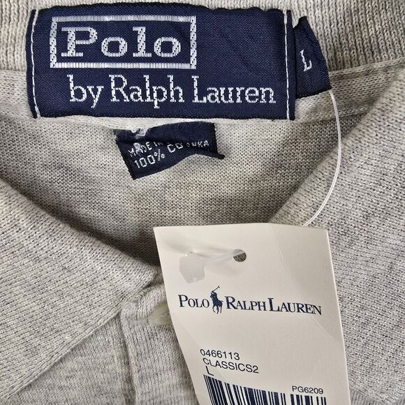 NEW Polo Ralph Lauren Vintage Mens Long Sleeve Single Button Polo Shirt Large - Picture 3 of 6